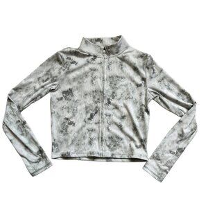 Harmony Balance Green White Tie Dye Quarter Zip Crop Top Size Medium